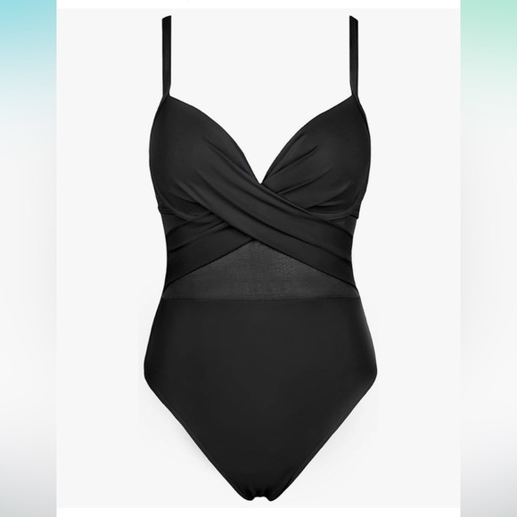 One Piece Black Push Up Swimsuit - Picture 1 of 4